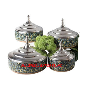 Pegatina Diseño Metal Hotpot Con Tapa De Madera Forma Redonda Diseñador Cazuela Clásico Elegante Lujo Metal Calentador De Alimentos - Product Image 2