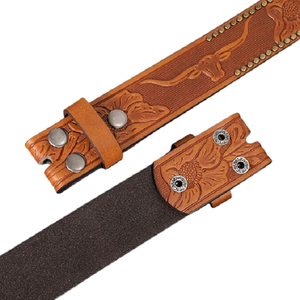 เข็มขัดหนังแท้ปรับแต่งได้พร้อมเหล็กสไตล์ตะวันตกสำหรับหัวเข็มขัดมีขนาด - Product Image 3