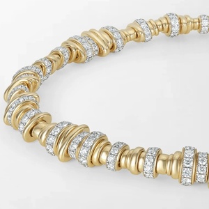 Collier en diamants rondes graduées avec 359 diamants ronds cultivés en laboratoire, 26,2 carats GH-VS, en or jaune 18 carats, produit authentique - Product Image 3