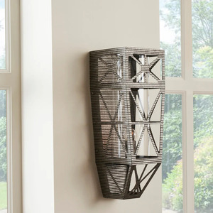 Lámpara de pared LED de Metal Vintage, lámpara de Noche de Arte, decoración para dormitorio, sombra de ratán, protección ocular, lámpara de pared de cabecera para hotel - Product Image 5