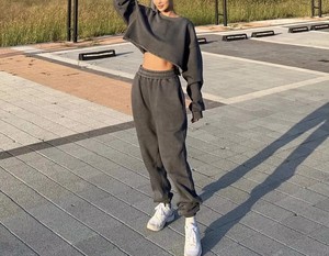 Customized High Waist Baggy Cargo <b>Trousers</b> for Women Casual Canvas Sweatpants with Multiple Pockets Streetwear Style for Winter - Product Image 2