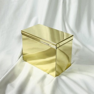 Boîte en métal doré en laiton pur de luxe moderne avec couvercle Organisateur de bijoux et de papeterie Petite boîte de rangement pour accessoires - Product Image 3