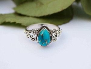 Anillo Turquesa Plata de Ley 925 Joyería Artesanal Anillo de Regalo para Ella - Product Image 3