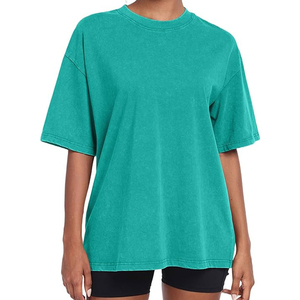 Style personnalisé décontracté uni à manches courtes pour femmes lavage à l'acide S 100% coton grande taille lavage à l'acide t-shirt S à vendre avec Oem - Product Image 1