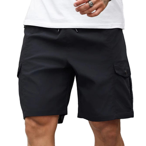 Short cargo uni de coupe régulière pour homme avec cordon de serrage et grandes poches, décontracté au quotidien, course à pied, multi-scène - Product Image 1