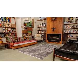 Tapis moderne Netline MD011 anthracite, fibres synthétiques durables, anti-peluches, facile à nettoyer, pour chambre à coucher, tapis et ensembles Home Depot - Product Image 1