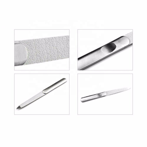 Lime à ongles en acier inoxydable avec logo personnalisé, double face, outil professionnel de manucure et pédicure, fournisseur OEM de marques privées - Product Image 1