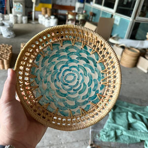 Plateau en rotin tissé à la main de haute qualité facile à transporter et à servir style vintage fabriqué à partir du Vietnam - Product Image 1