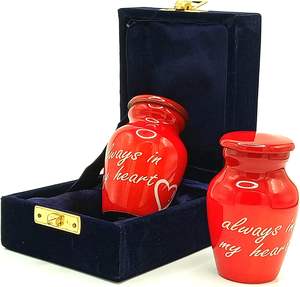 โกศจิตรกรรมขนาดเล็กพร้อมกล่องกํามะหยี่พรีเมี่ยม - โกศขนาดเล็กสีน้ําเงินและสีดําสําหรับเถ้า - หนึ่งกับนก (อยู่ในหัวใจของฉันตลอดกาล) - Product Image 6