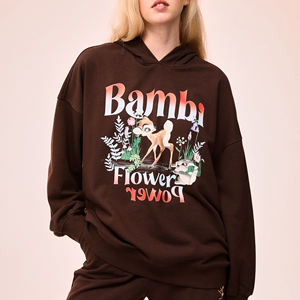 Wholesale <b>Promotional</b> Ladies' Heavy 95% Cotton 320G Crewneck <b>Sweatshirt</b> Custom Pullover Puff Print Lightweight Winter Front - Product Image 2