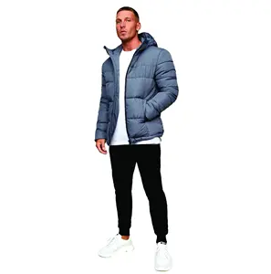 Custom Manufacturer OEM Design 100% Polyester Grey Full Zip Core Tech Puffer Jacket with Padded Lining