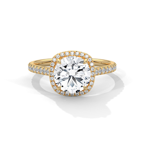 Anillo de Compromiso con Halo de Moissanita de Corte Redondo en Plata de Ley 925 - Product Image 3
