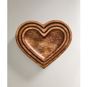 Bol à bibelots en bois en forme de cœur, bois d'acacia naturel, mangue - Product Image 4