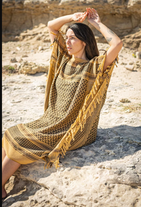 Bikini de playa caribeño hecho a mano Pareo Cover Up Boho Print Frayed Beach Wear Outfit Producto a granel con calzoncillos a rayas - Product Image 4