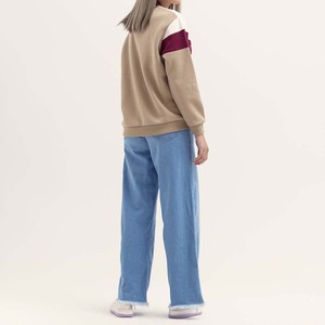 เสื้อสเวตเตอร์คอกลมปักสีบล็อกคอกลมผ้าโพลีเอสเตอร์สำหรับฤดูหนาว - Product Image 2