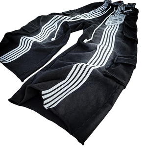 กางเกงสเวตแพนท์ปักลาย Y2K แบบกำหนดเอง ล้างสีแบบ Acid Wash ผ้าฝ้าย 100% ลายทางซ้อน กางเกงทรง Baggy สไตล์ Argo สำหรับผู้ชาย - Product Image 2