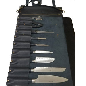 Wholesale 10-Pocket Chef <b>Knife</b> <b>Roll</b> Bag Genuine <b>Leather</b> Comfortable Shoulder Strap 10 Adjustable Pockets Customizable Tool Bag - Product Image 4