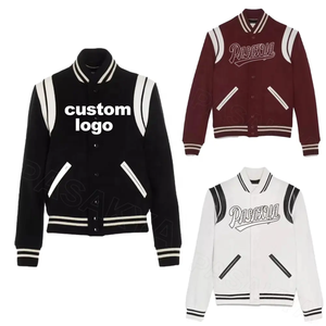 Chaqueta Deportiva Varsity de Béisbol con Cuello Alto y Logotipo Personalizado, en Lona, Color Negro y Blanco, para Hombre - Product Image 4