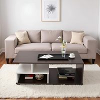 Table basse en bois d'ingénierie à 2 niveaux Meilleure vente Table artisanale en couleur noyer pour espace de vie et chambre à coucher au meilleur prix