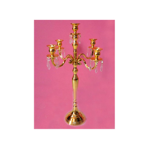 Bougeoir de table plaqué or à 5 bras fait à la main support de candélabre décoratif pour la décoration intérieure ou la pièce maîtresse Diwali - Product Image 3