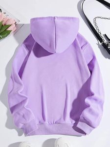 Sudaderas con capucha de algodón de color púrpura claro de calidad superior Logotipo impreso personalizado Sudaderas con capucha gruesas lisas de peso pesado Jerseys - Product Image 4