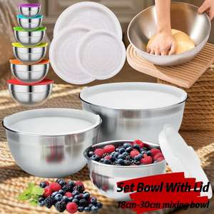 Versatile 18cm Stainless Steel <b>Mixing</b> <b>Bowl</b> <b>with</b> <b>Lid</b>: Perfect for Cooking, Food Storage, and Meal Preparation - Product Image 2