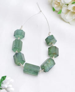 Perles de pierres précieuses en aquamarine mousse, forme hexagonale fantaisie, naturelles, pour la fabrication de bijoux fins - Product Image 5