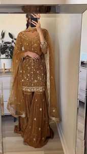 ชุดสูทท็อปชาราร่าพร้อมผ้าคลุมไหล่ ผ้าฟูซ์จอร์เจตต์แท้ ปักลายด้วยด้ายซีเควนซ์ ทรงหลวม สไตล์วินเทจ สำหรับฤดูร้อน สีพื้น ความยาวระดับเข่า คอวี - Product Image 3