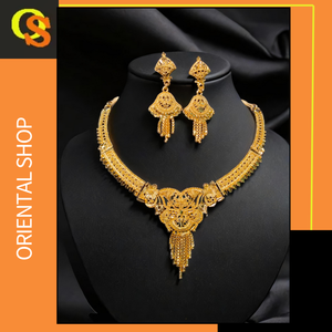 Conjunto de pendientes de collar de Venta caliente con 22Ct chapado en oro conjunto de pendientes de collar de moda para joyería nupcial - Product Image 2