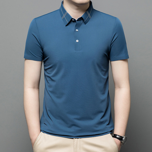 เสื้อยืดโปโลคุณภาพพรีเมี่ยมสำหรับผู้ชายสีทึบตัดกันทำจากวัสดุที่ดีที่สุด - Product Image 2