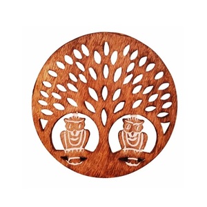 Vintage Wood <b>Trivets</b> with Gold Detail Wood <b>Kitchen</b> Decor Mid century <b>Kitchen</b> Decor Wood and Decor - Product Image 3