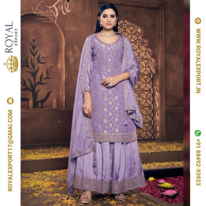 Lanzamiento de un nuevo diseño bordado viscosa Chinon Jacquard fabricante de trajes pakistaníes por Royal Export en Surat Gujarat - Product Image 3