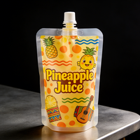 Sac de boisson liquide en plastique imprimé personnalisé coloré, emballage alimentaire, bec verseur pour jus, recharge, poche de stockage liquide
