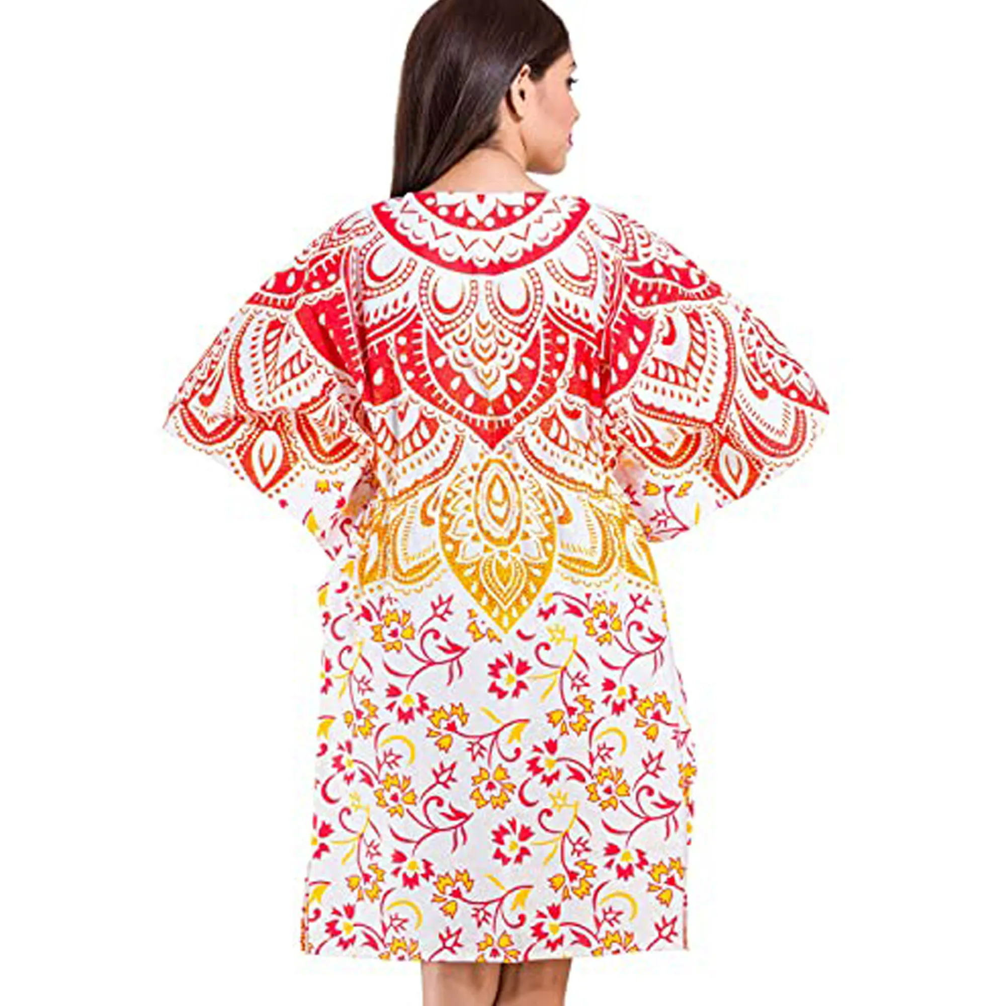 2024 New Brown Handmade Tie Dye Kaftan Hippie Bohemian Kaftan For Women Long Maxi Dress Tie Dye Summer Dresses