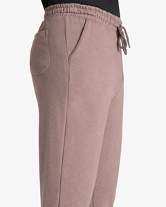 กางเกงจ็อกเกอร์ผู้ชายสีเทาอมน้ำตาล  เอวยางยืด ทรงตรง ผ้าฟลีซ  ขายส่งจากโรงงาน  ชุดลำลองสำหรับฤดูหนาว - Product Image 3