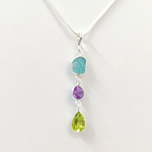 Trendy Multi- Pendant (1.4 Grams) Water Drop Geometric Shape Gold <b>Titanium</b> Stainless Steel <b>Chains</b> Featuring Opal Jade Gift - Product Image 1
