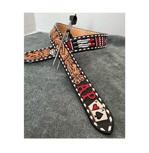 Vente chaude unisexe Floral usiné ceintures en cuir cartes alphabétiques conception perlée personnalisé fantaisie boucle cheval fabricants - Product Image 1