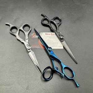 กรรไกรสแตนเลสสตีลญี่ปุ่น6นิ้วสีเงินสีฟ้าสีดำแบบใบมีดคมสำหรับใช้ในร้านตัดผม - Product Image 5