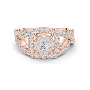 Bague halo en diamant de laboratoire 0,864 CT pour femmes, clarté VVS-VS EF, or 18 carats, 14 carats, 10 carats et argent 925, or rose, or jaune, or blanc - Product Image 3