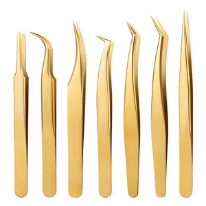 Handmade Gold Plasma Lash Tweezers Beauty Tweezers With Customize Logo on Kit Case