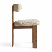 Chaises de salle à manger en teck massif de haute qualité, rembourrées en tissu bouclé, pour la maison, le bureau, le bar, l'entrepôt, le parc