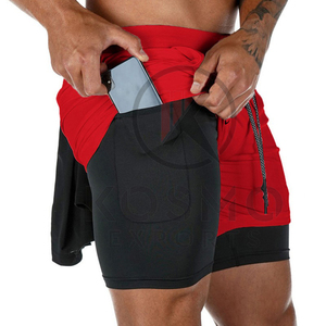 Pantalones cortos ecológicos para hombre, pantalones cortos transpirables de compresión para entrenamiento de gimnasio, servicio OEM al por mayor, patrón sólido - Product Image 1