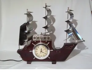 Vintage Gibraltar hölzerne nautische Schiff elektrische Uhr Nachtlicht fantastische maritime Anzeigenuhr