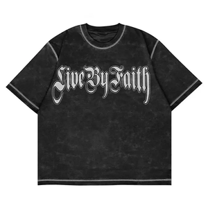 เสื้อยืดผ้าฝ้าย100% สำหรับผู้ชายซักแบบโอเวอร์ไซส์ดีไซน์ใหม่ล่าสุด - Product Image 3