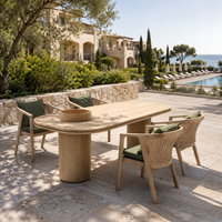 Ensemble de salle à manger d'extérieur en teck résistant aux intempéries, ensemble de fauteuils en rotin pour hôtel et complexe hôtelier, qualité commerciale