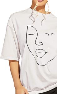 Camiseta Casual de Verano para Mujer, Talla Grande, Estampado Gráfico, Holgada, de Manga Corta, 100% Algodón - Product Image 4