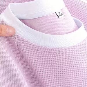 Women's Light Purple 3D Waffle <b>T</b>-<b>Shirt</b> Casual Short Sleeve Summer Top <b>White</b> Trim Soft Breathable Fabric Quick Dry Eco-Friendly - Product Image 3