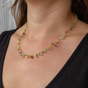Amazing Multi Color Stone <b>Necklace</b> Comes With Amethyst-Garnet-<b>Citrine</b>-Topaz and Carnelian Gemstone Jewelry for Women and Girls - Product Image 1