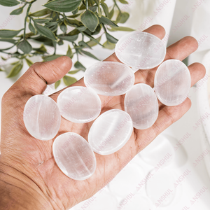 Piedra de Selenita Ovalada de Calidad Premium para Meditación, Cristal Curativo, Piedra de Palma, Piedra de Pulgar, Piedra de Bolsillo al Mejor Precio - Product Image 2