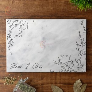 Luxueux bloc à découper de cuisine carré en marbre blanc et noir planche à découper ustensiles de cuisine antidérapants durables - Product Image 1